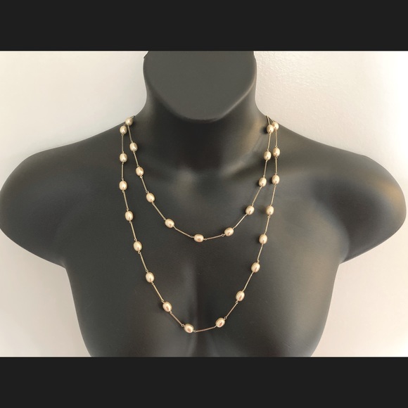 Macy's Jewelry - NWOT gold-tone faux pearl 52” strand